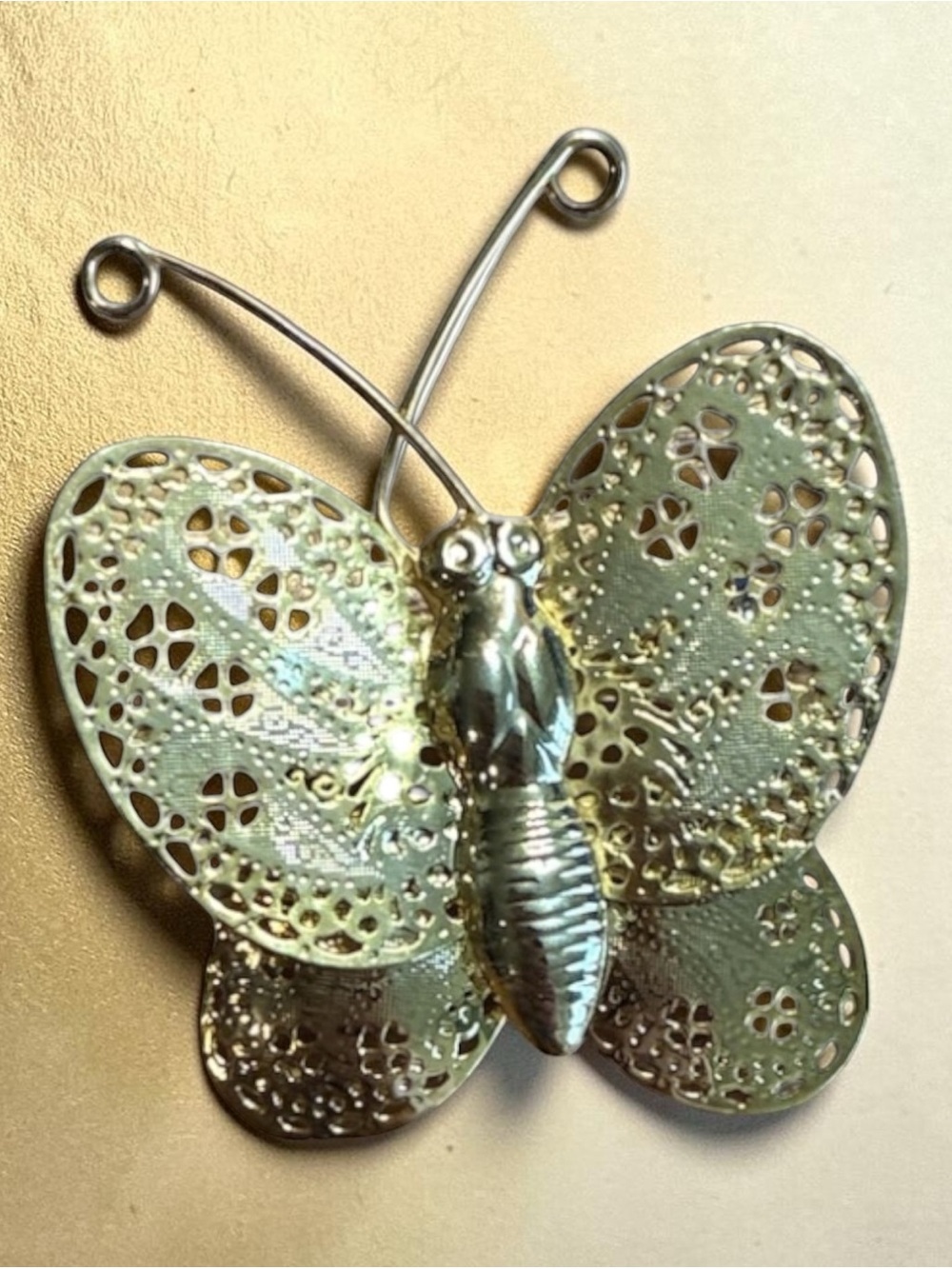 Gold Filigree Butterfly Brooch